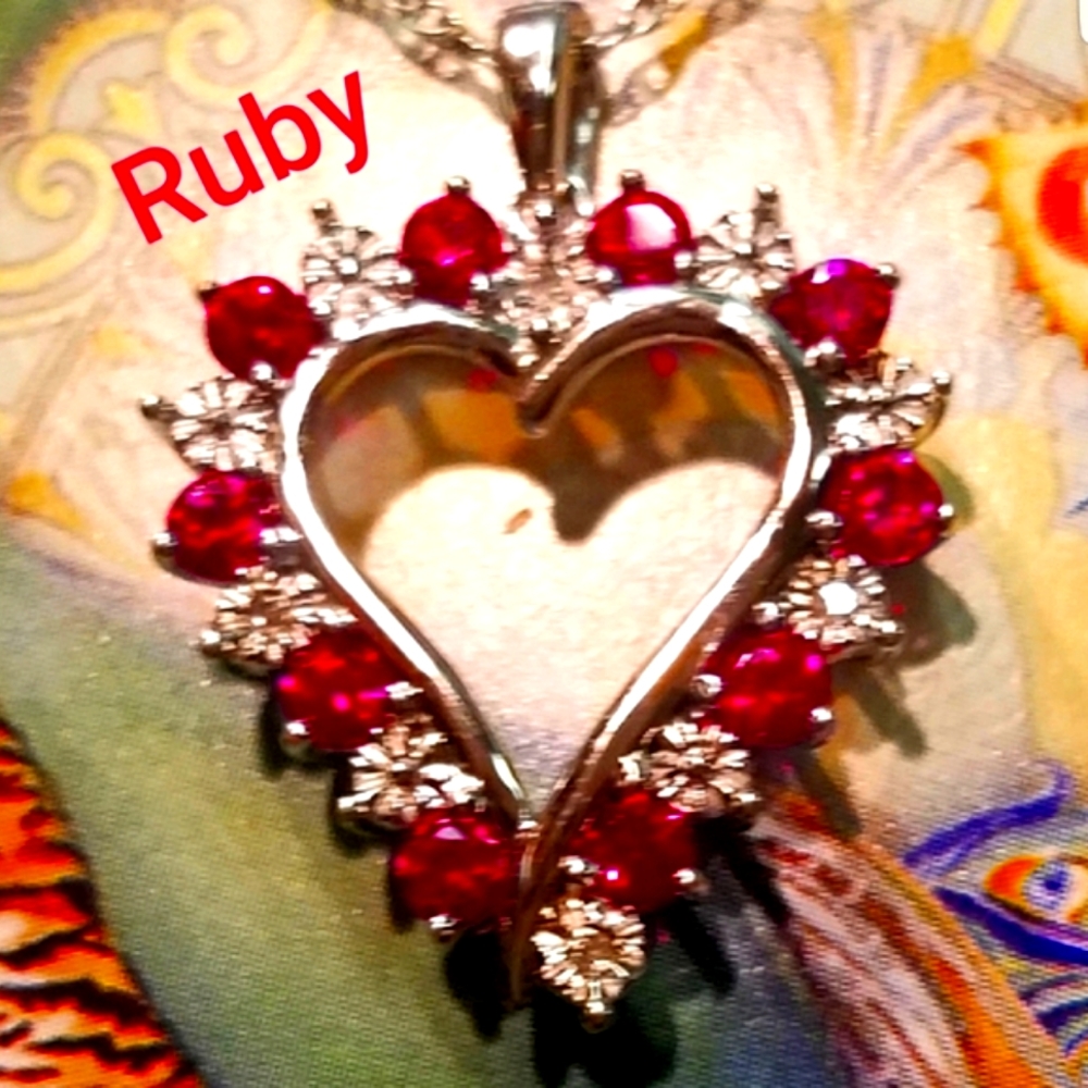 Ruby/ Diamond Necklace - Picture 2 of 4